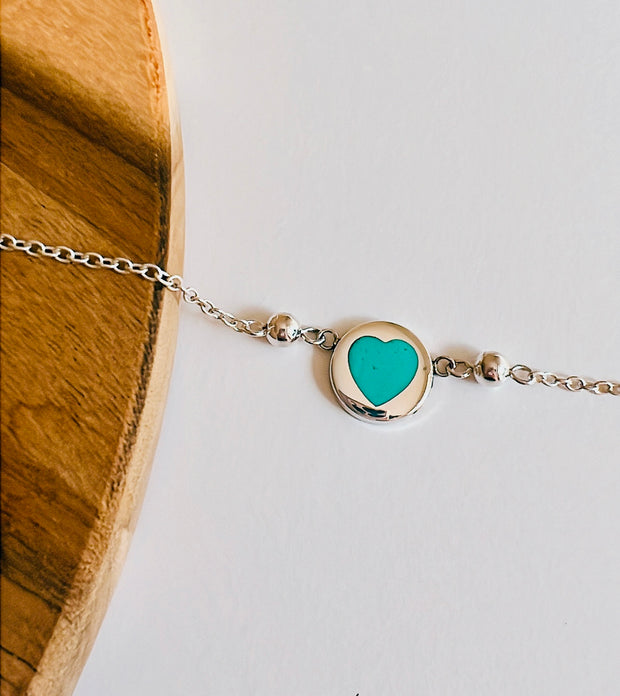 Turquoise heart bracelet